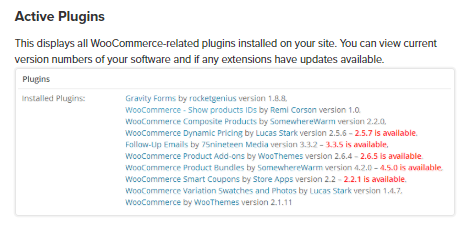 Woocommerce-rapportage-actieve plugins
