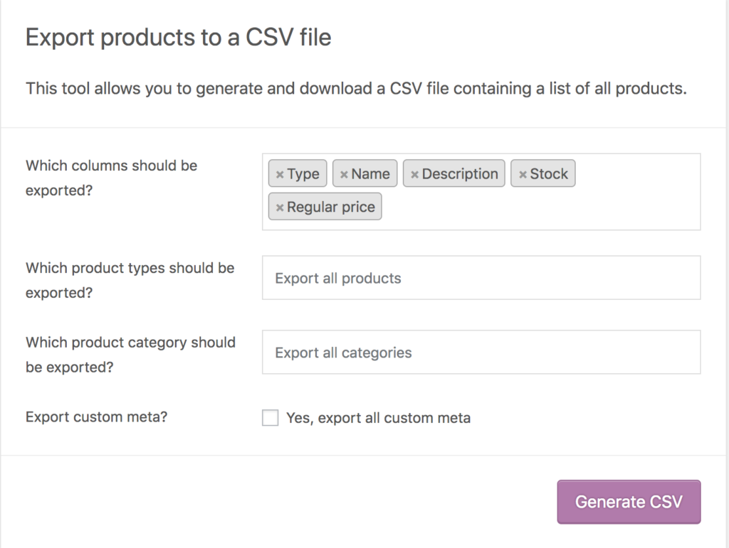 2.10 WooCommerce product import via CSV en export 15 Woocommerce import-export-export-csv-columns