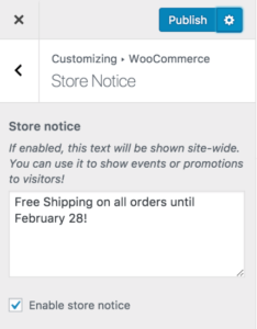 2.11 WooCommerce winkelmeldingen, catalogusweergave en productafbeeldingen beheren 13 woocommerce-customizer-storenotice-current-promotion
